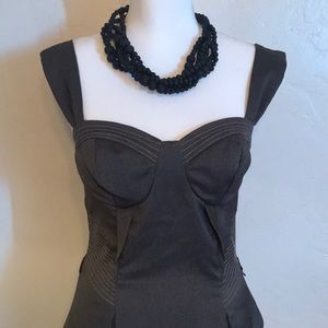 XOXO Gray Fitted Corset Style Midi Dress